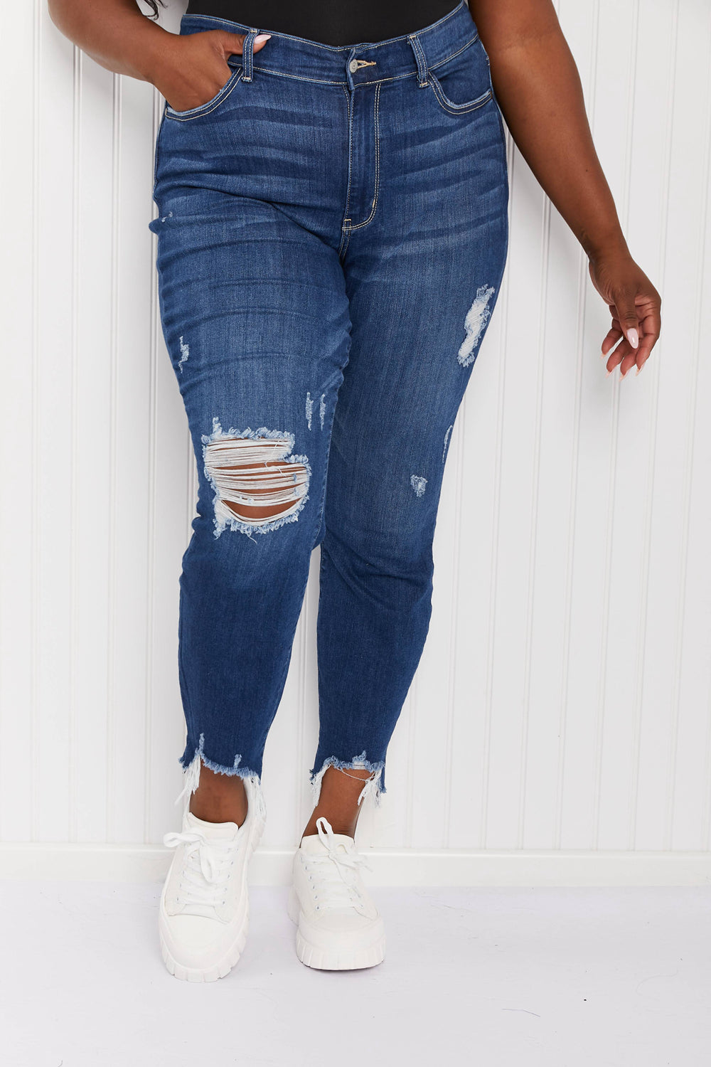 Judy Blue Kendall Full Size Shark-Bite Slim Jeans