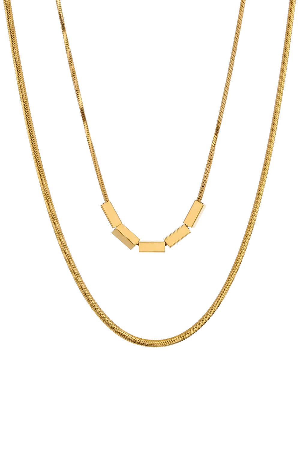 Double-Layered Herringbone Chain Necklace