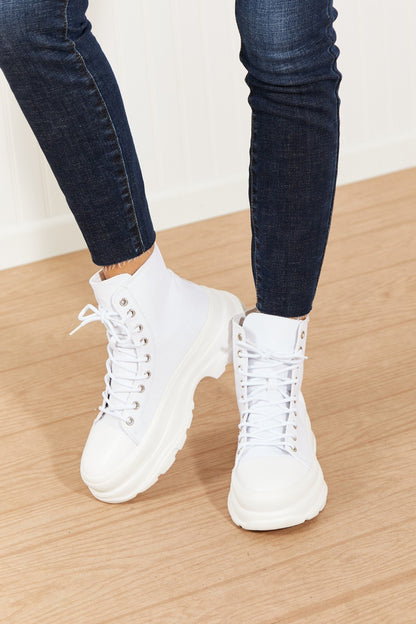 Berness Stick To It Platform Lace-Up Booties in White