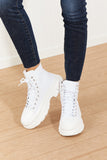 Berness Stick To It Platform Lace-Up Booties in White