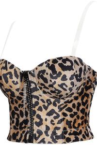 Leopard Print Zip Front Bustier