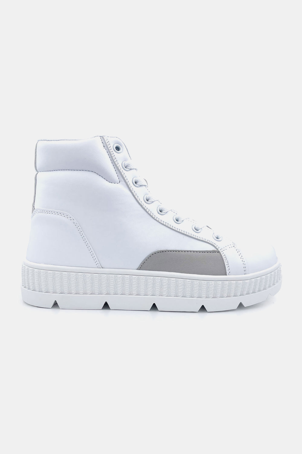 Berness Platform Lace-Up High-Top Sneakers in White