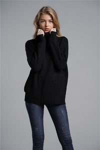 Side Slit Turtleneck Sweater