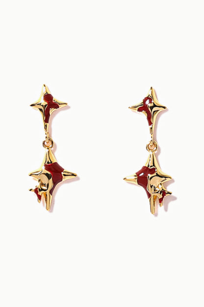 Four-Pointed Star Drop Earrings