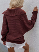 Load image into Gallery viewer, Collared Lantern Sleeve Rib-Knit Sweater
