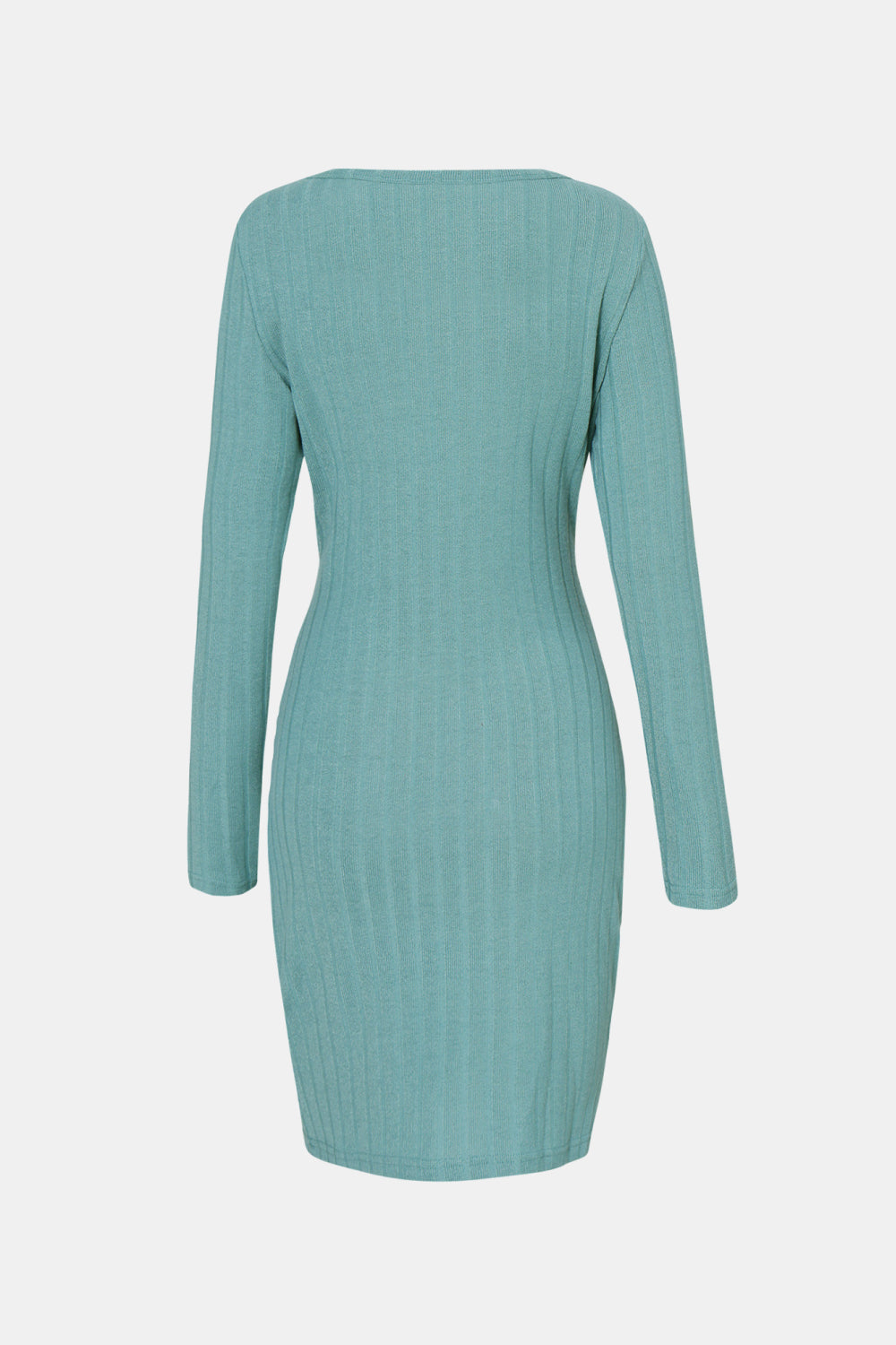 Tied Long Sleeve Ribbed Dress