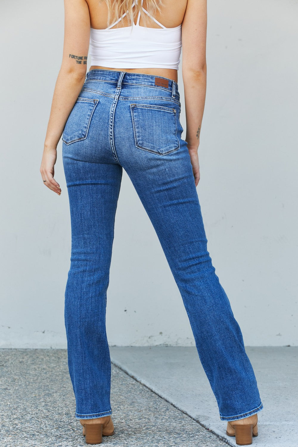 Judy Blue Full Size Distressed Knee Bootcut Jeans