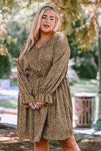 Load image into Gallery viewer, Plus Size Animal Print Long Flounce Sleeve Dress
