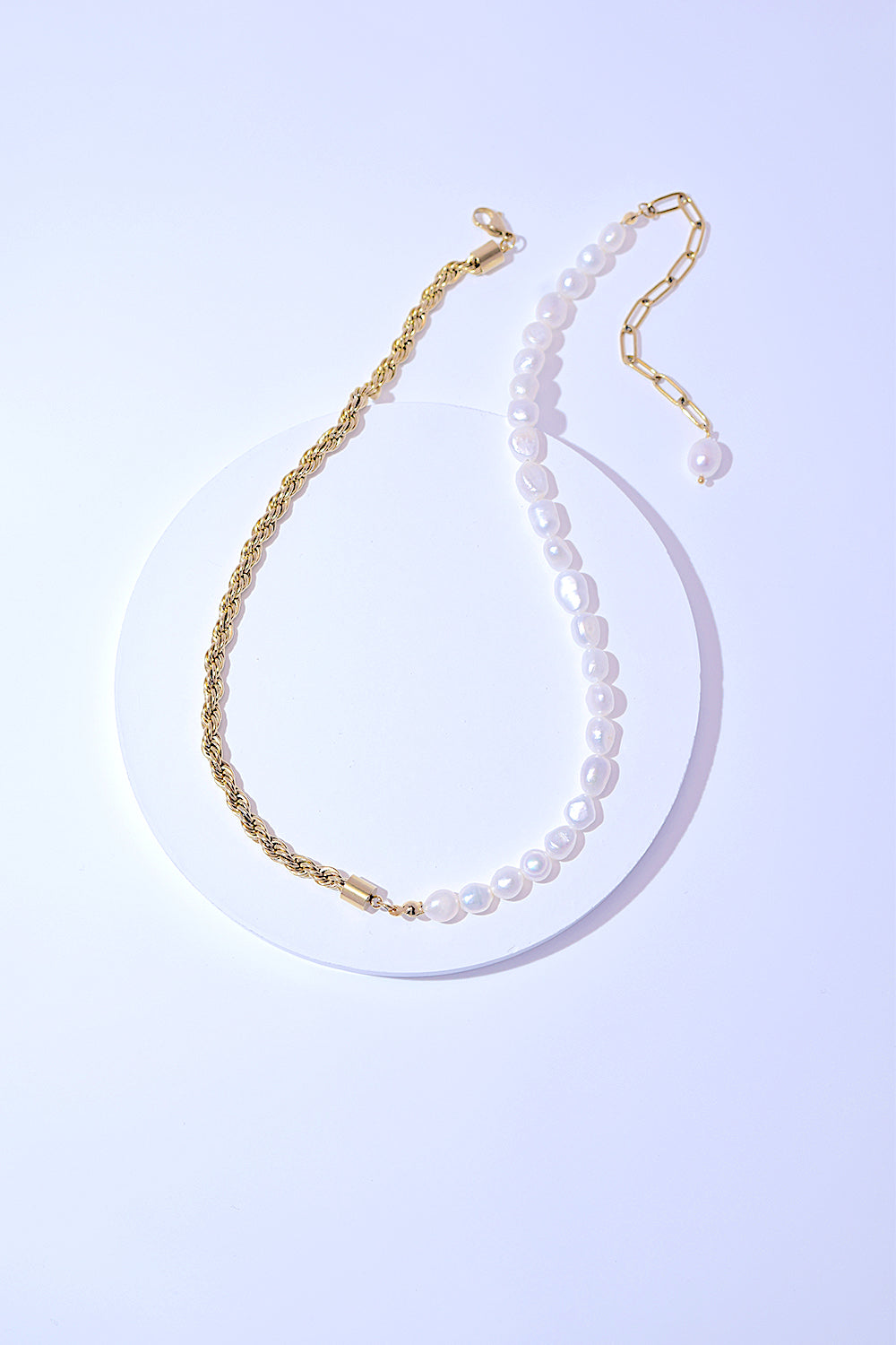 Best of Both Worlds Pearl and Chain Half and Half Necklace