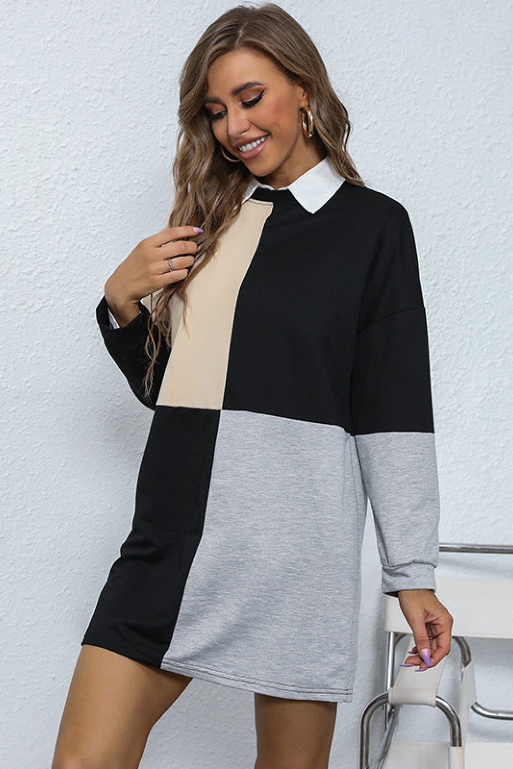 Color Block Sweatshirt Dress