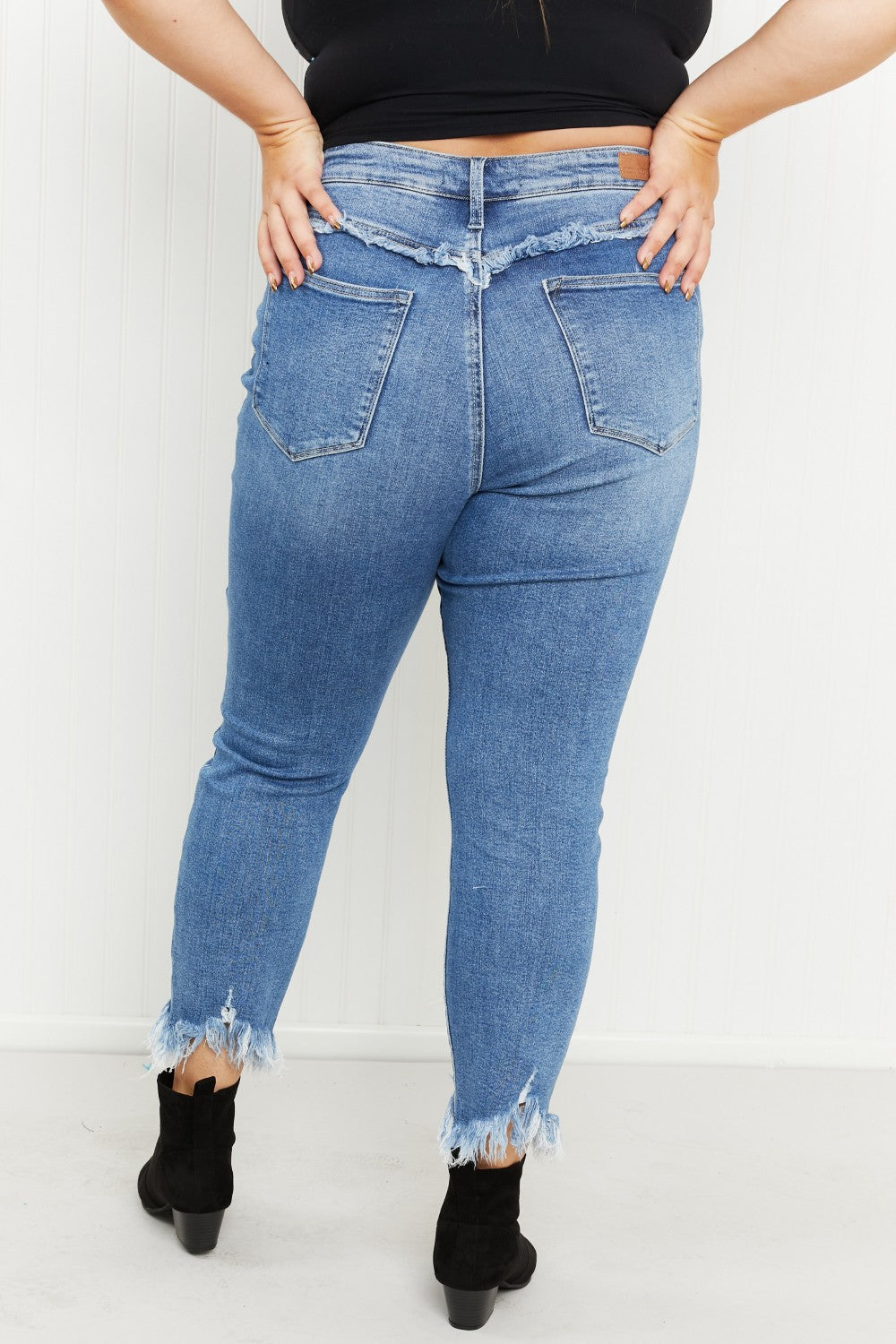 Judy Blue Charlie Full Size Fringe Pocket Slim Jeans