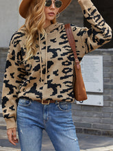 Load image into Gallery viewer, Leopard Drawstring Hooded Sweater
