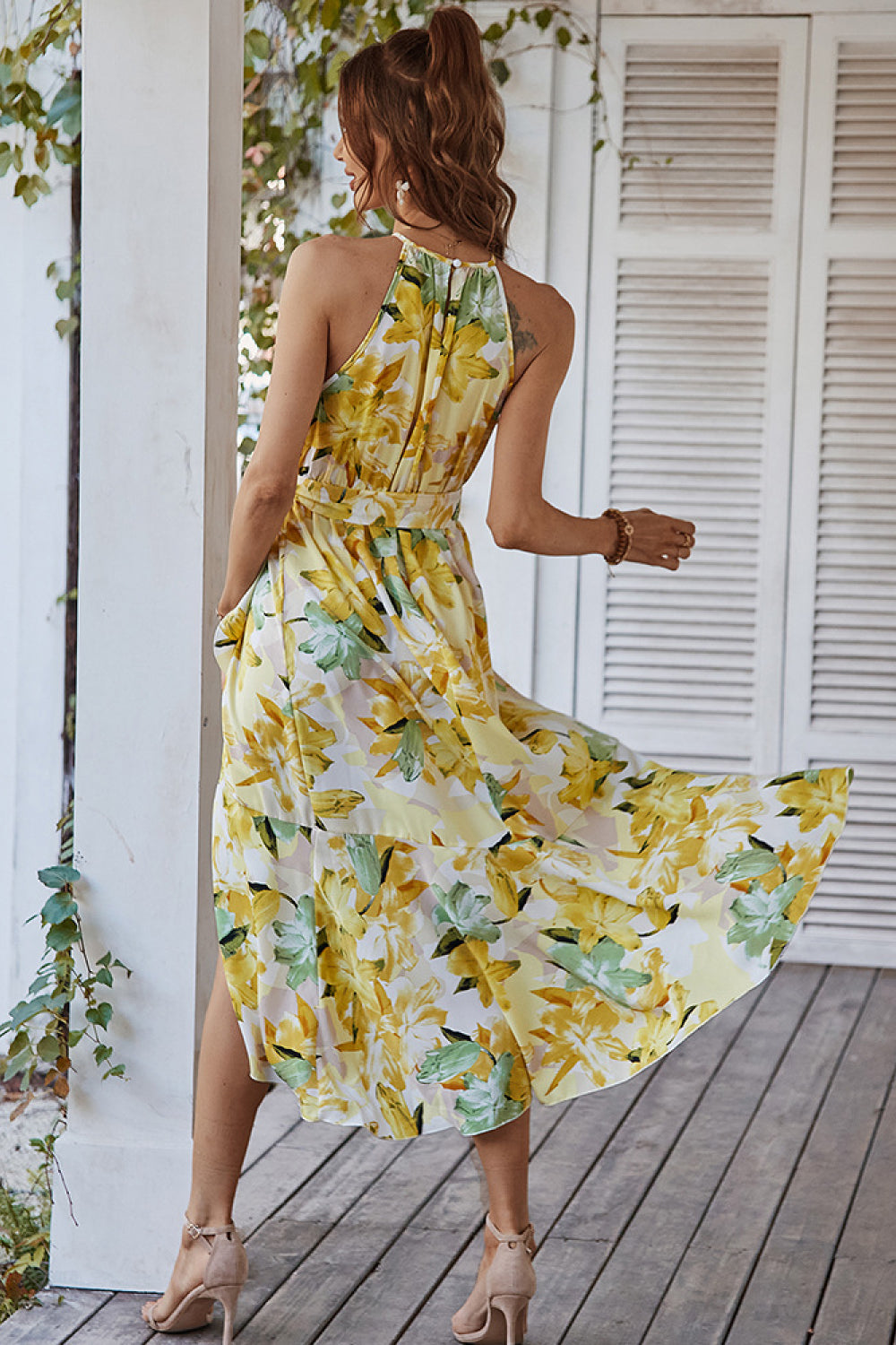 Floral Tie-Waist Midi Wrap Dress