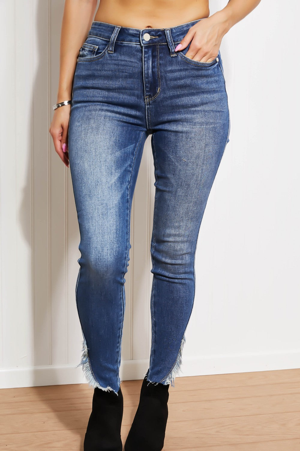 Judy Blue Full Size Skylar High-Waist Hem Detail Skinny Jeans