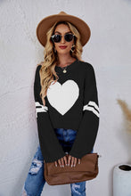 Load image into Gallery viewer, Heart Graphic Long Sleeve Ribbed Trim Sweater
