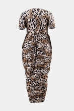 Load image into Gallery viewer, Plus Size Leopard Print Pleated Detail Midi Dress
