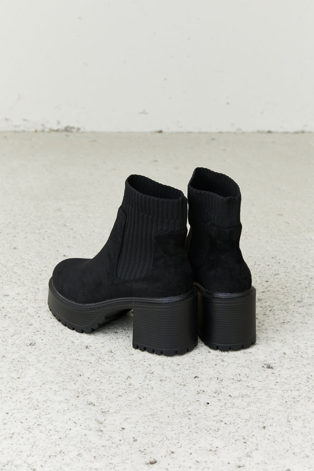 Weeboo Strive For More Chunky Sole Sock Booties in Black