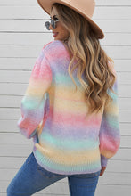 Load image into Gallery viewer, Gradient Stripes Bishop Sleeve Sweater
