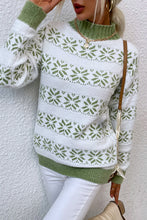 Load image into Gallery viewer, Snowflake Contrast Trim Long Sleeve Sweater
