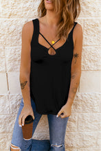 Load image into Gallery viewer, Crisscross Cutout Ruched Curved Hem Tank
