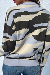 Pixelated Camouflage Print Sweater