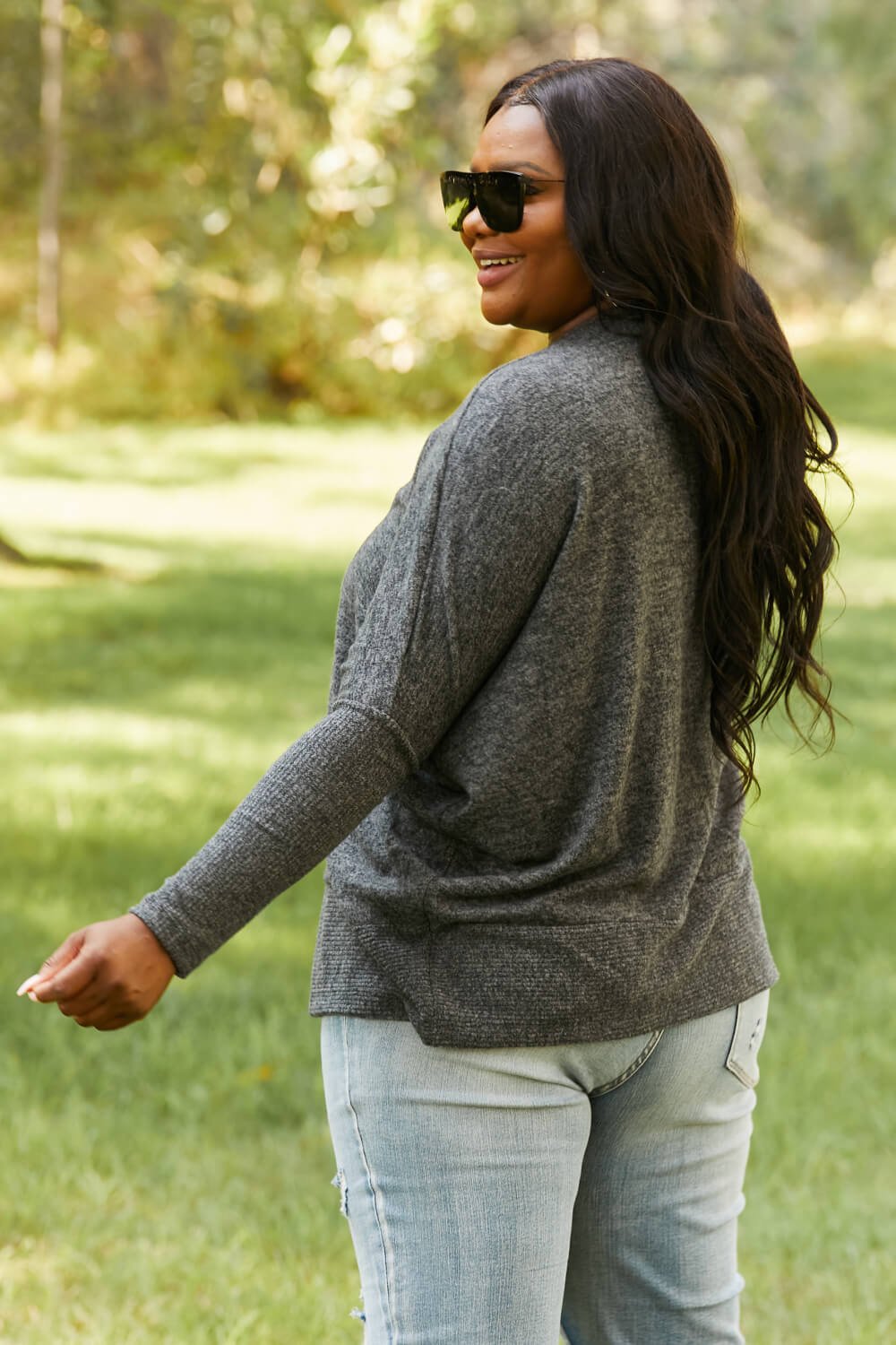 Zenana Weekend Vibes Full Size Brushed Dolman Sleeve Sweater