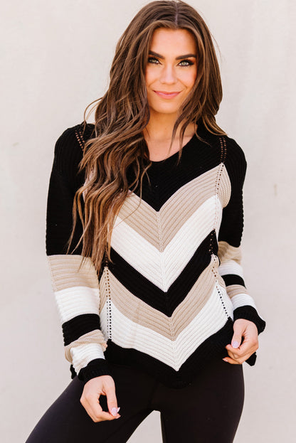 Chevron Color Block Sweater