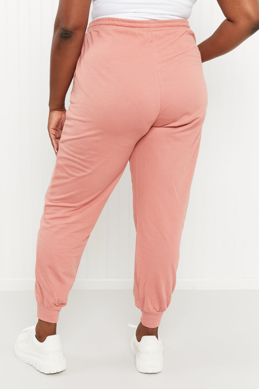 Zenana Full Size Drawstring Waist Joggers in Ash Rose