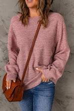 Load image into Gallery viewer, Heathered Dropped Shoulder Round Neck Sweater
