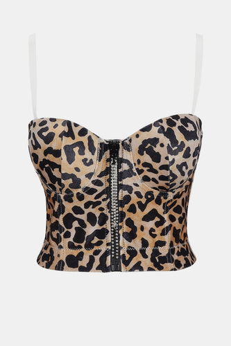 Leopard Print Zip Front Bustier