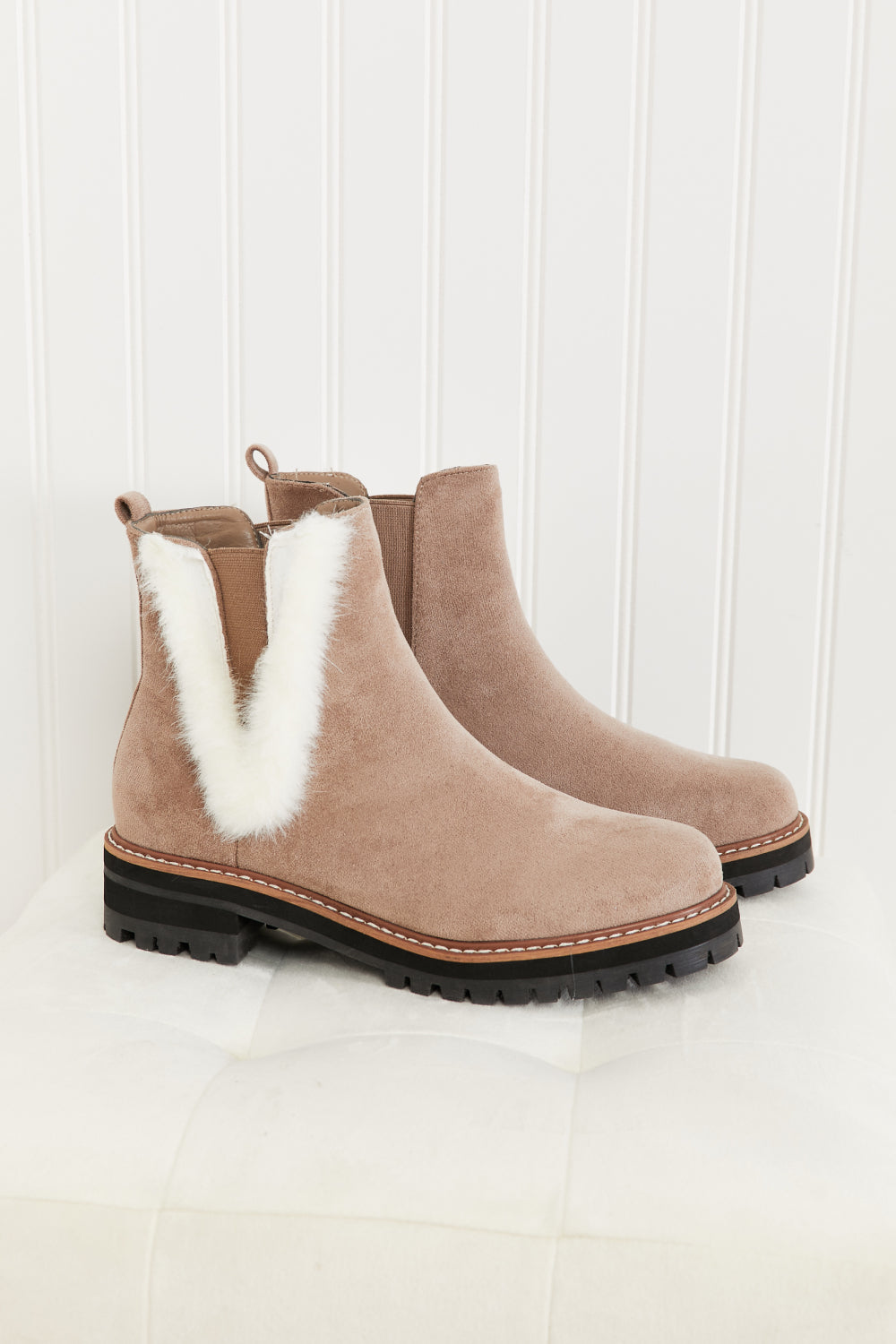 WeeBoo Warmer Days Faux Fur Trim Chelsea Booties