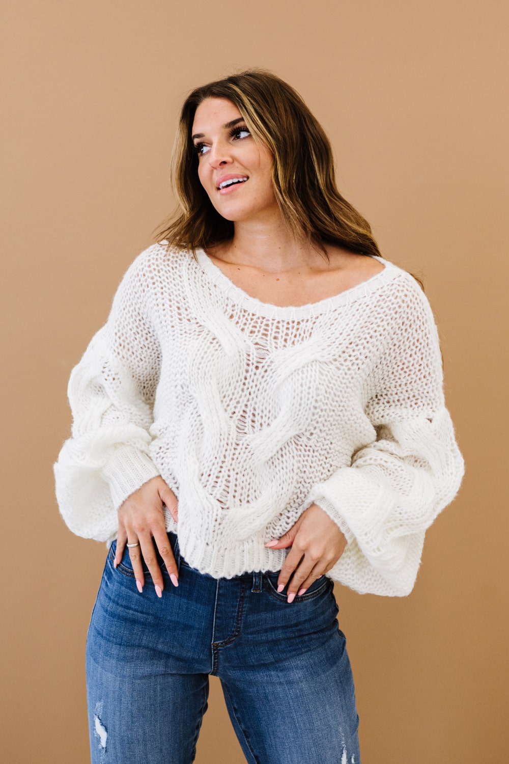 Sweet Generis Second Chances Cable-Knit Openwork Sweater