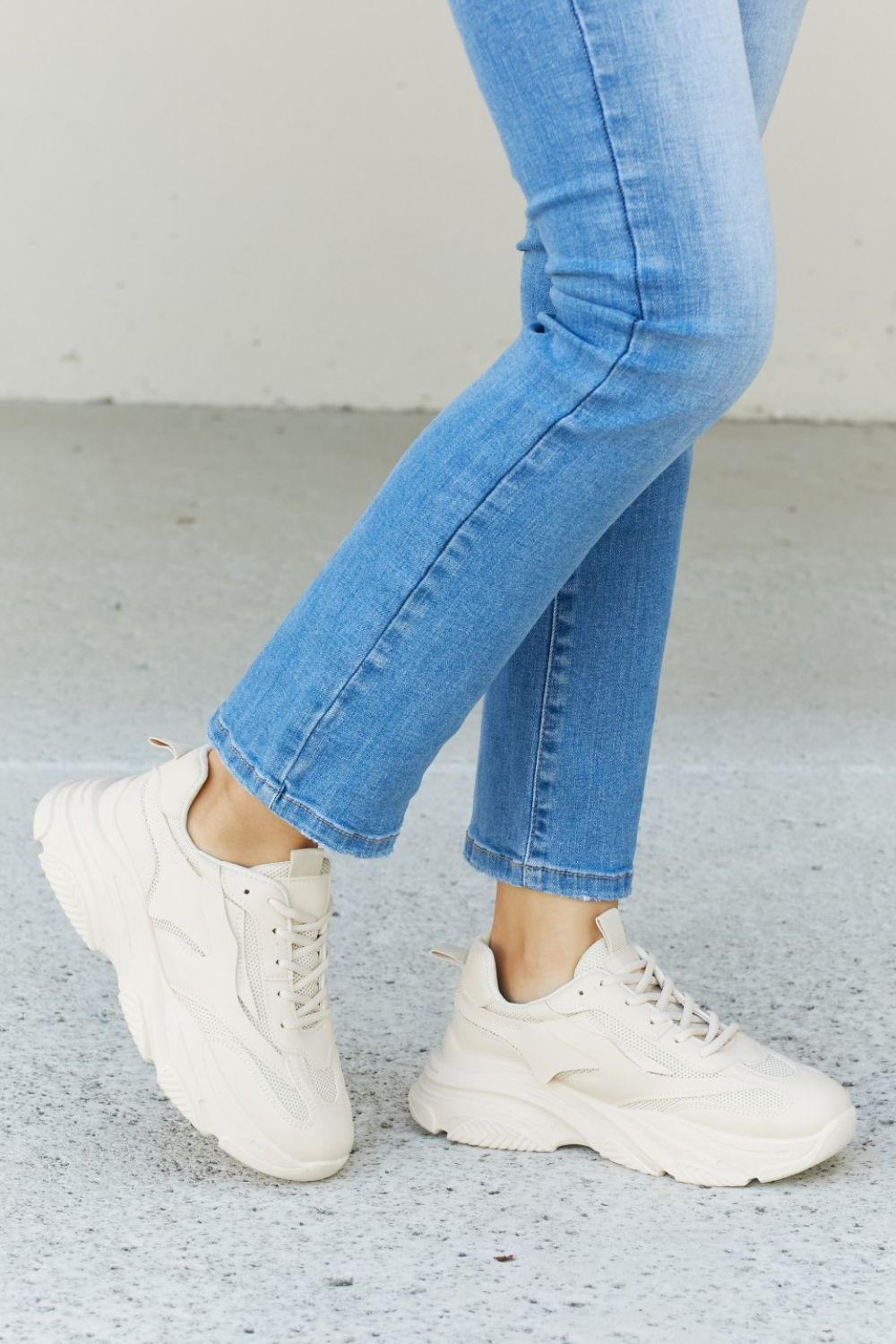 Qupid Let's Crush It Chunky Sole Lace-Up Sneakers