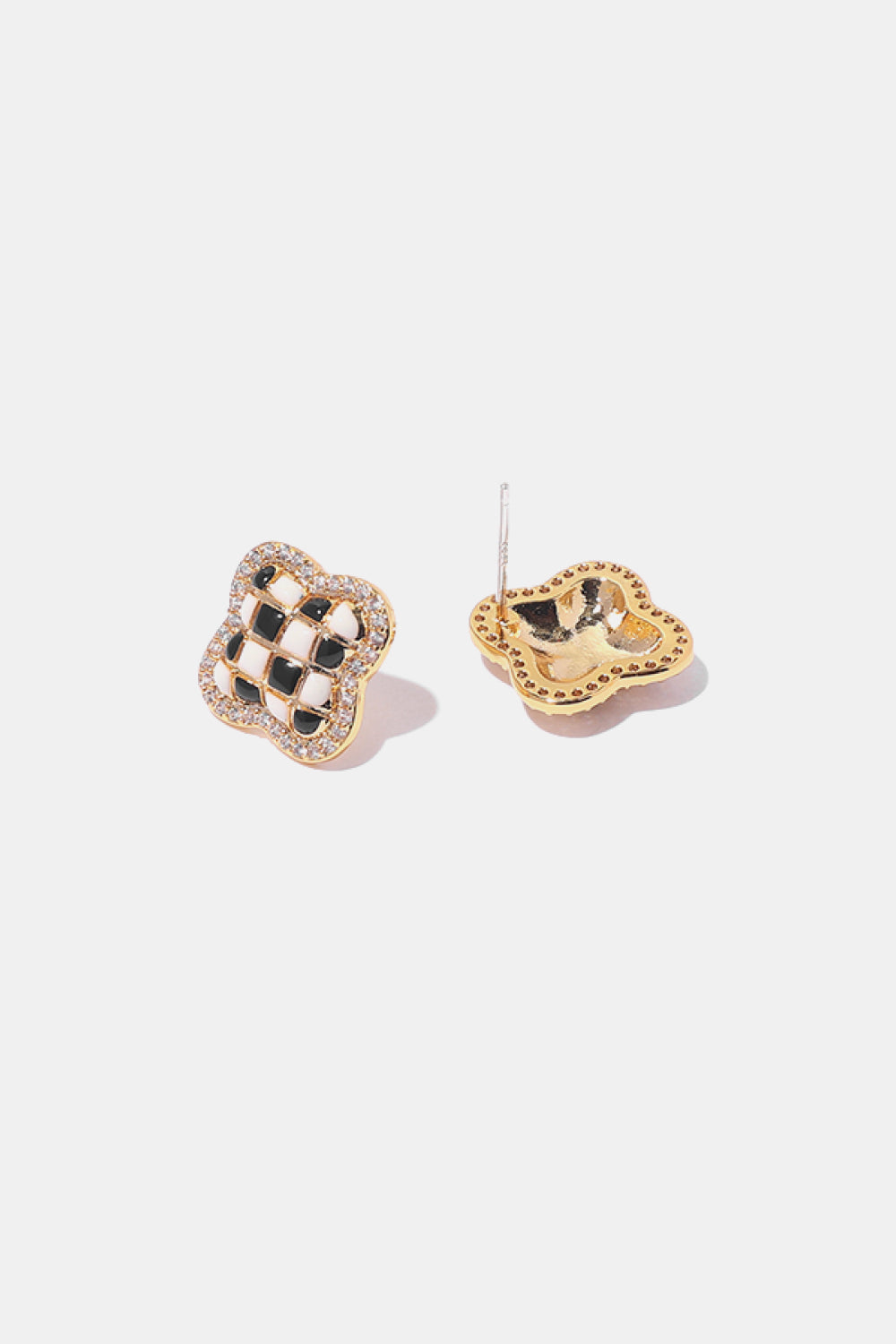 Checkered Decorative Rhinestone Stud Earrings