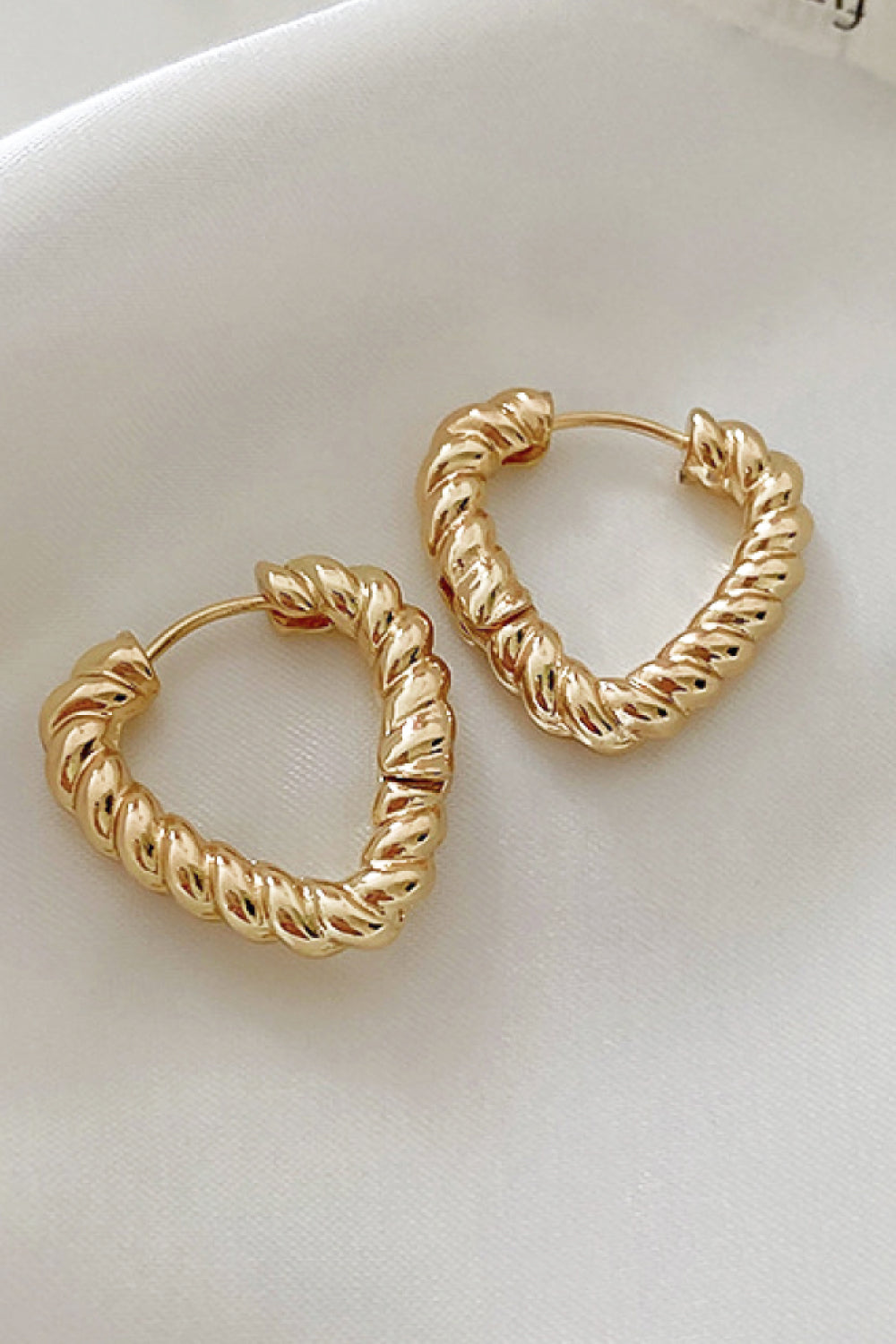 Twisted Triangle Hoop Earrings in Gold