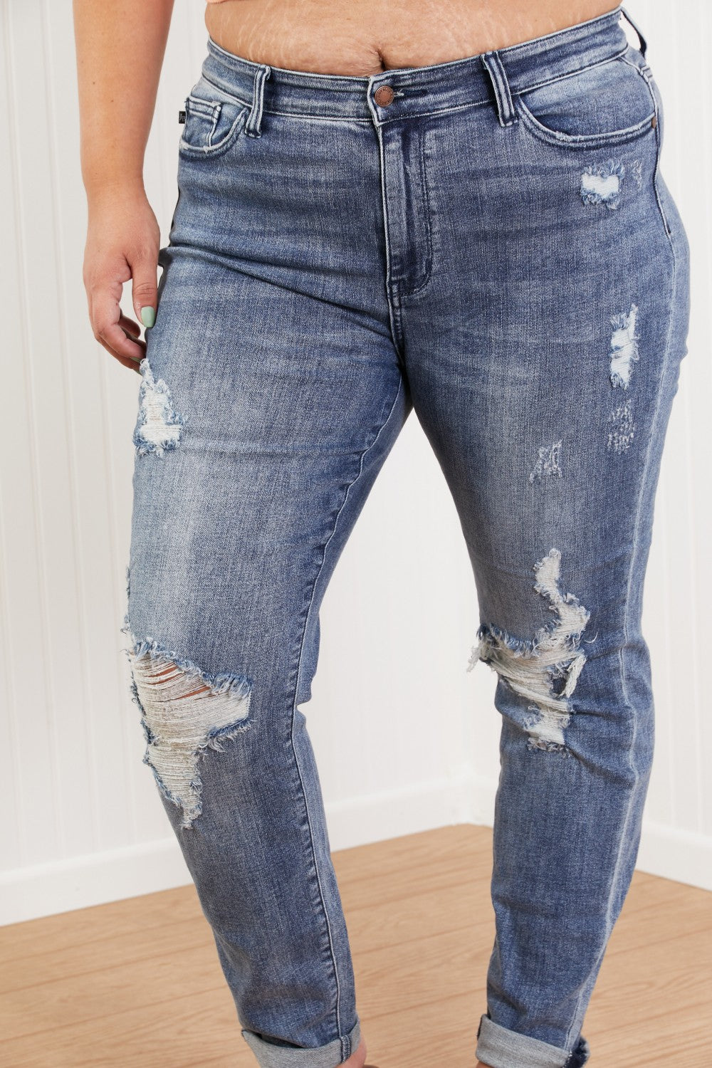 Judy Blue Isla Full Size High Rise Destroyed Boyfriend Jeans