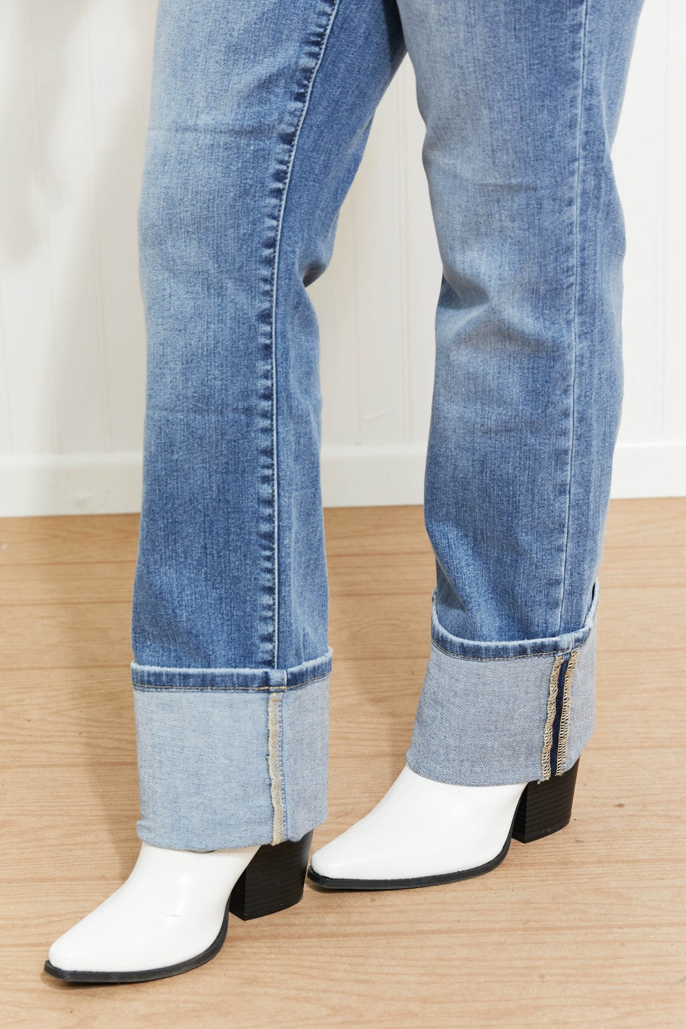 Judy Blue Lennon Full Size Wide Cuff Straight Leg Jeans