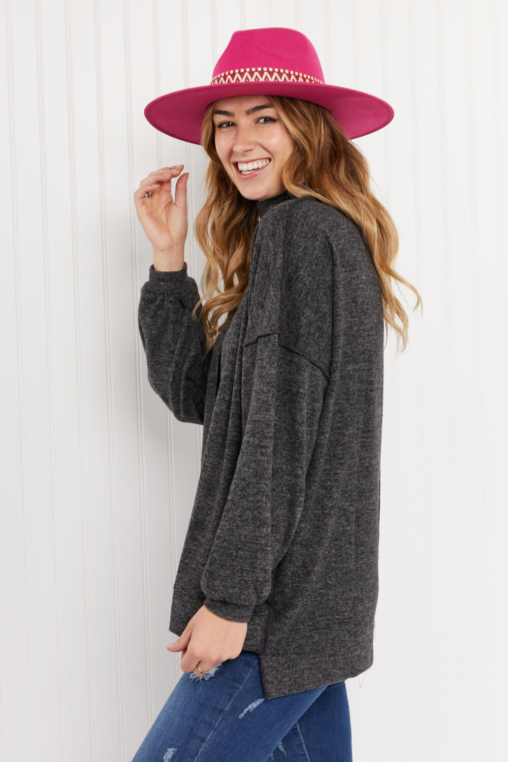 Zenana Infinitely Cozy Full Size Mock Neck Sweater