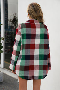 Buffalo Plaid Button Down Tunic Shirt