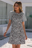 Leopard Print Baseball Sleeve Tee Shirt Dress