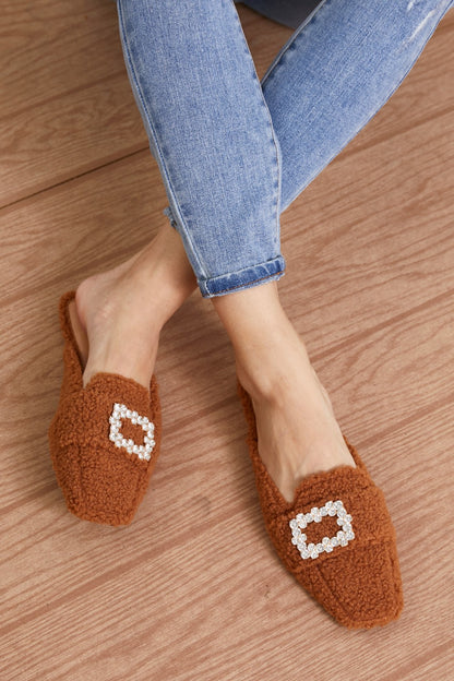 Weeboo Melting Hearts Faux Fur Mules