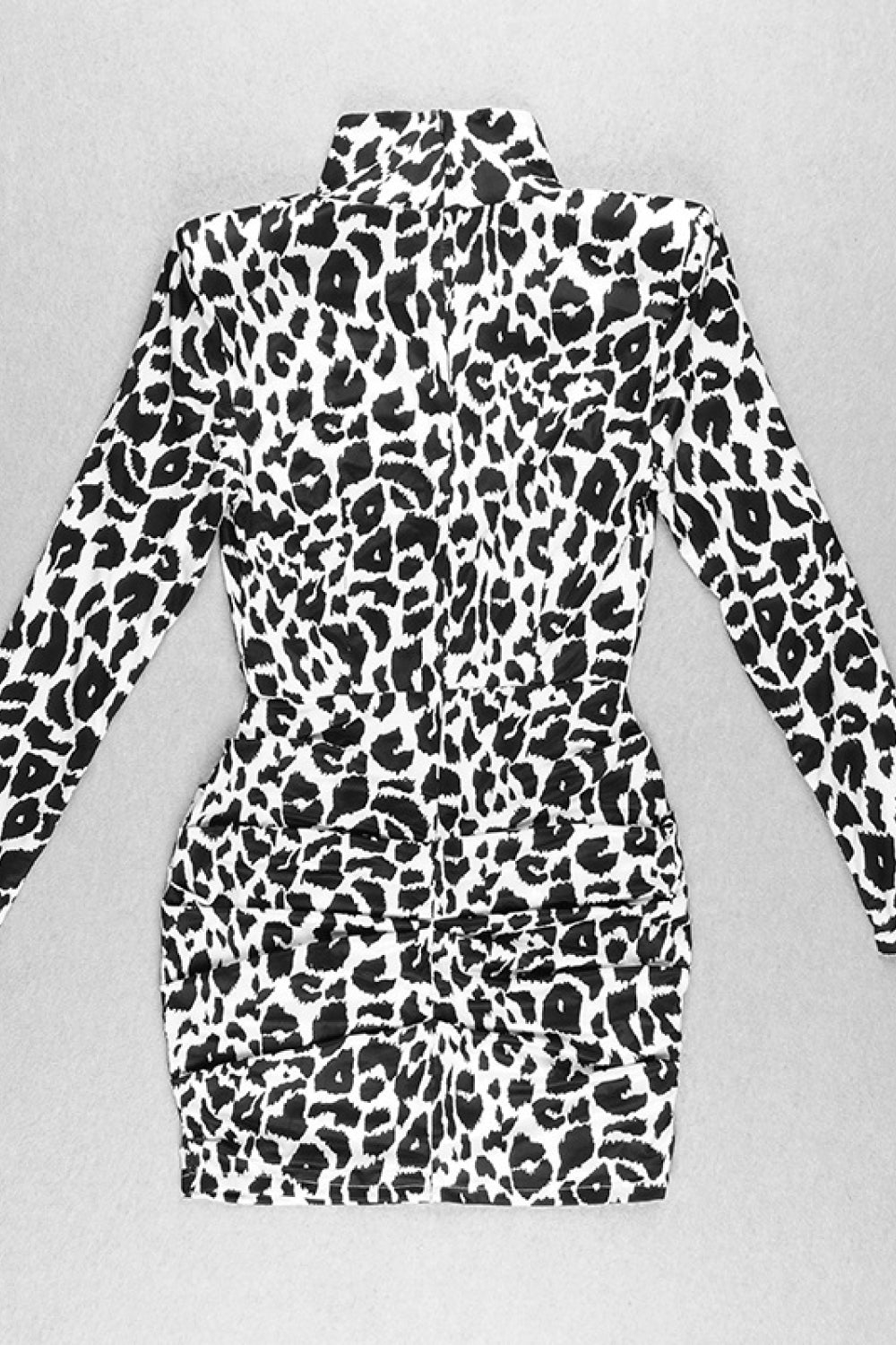 Leopard Print High Neck Long Sleeve Dress