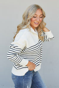 HYFVE Crisp Autumn Air Striped Quarter-Zip Knit Pullover