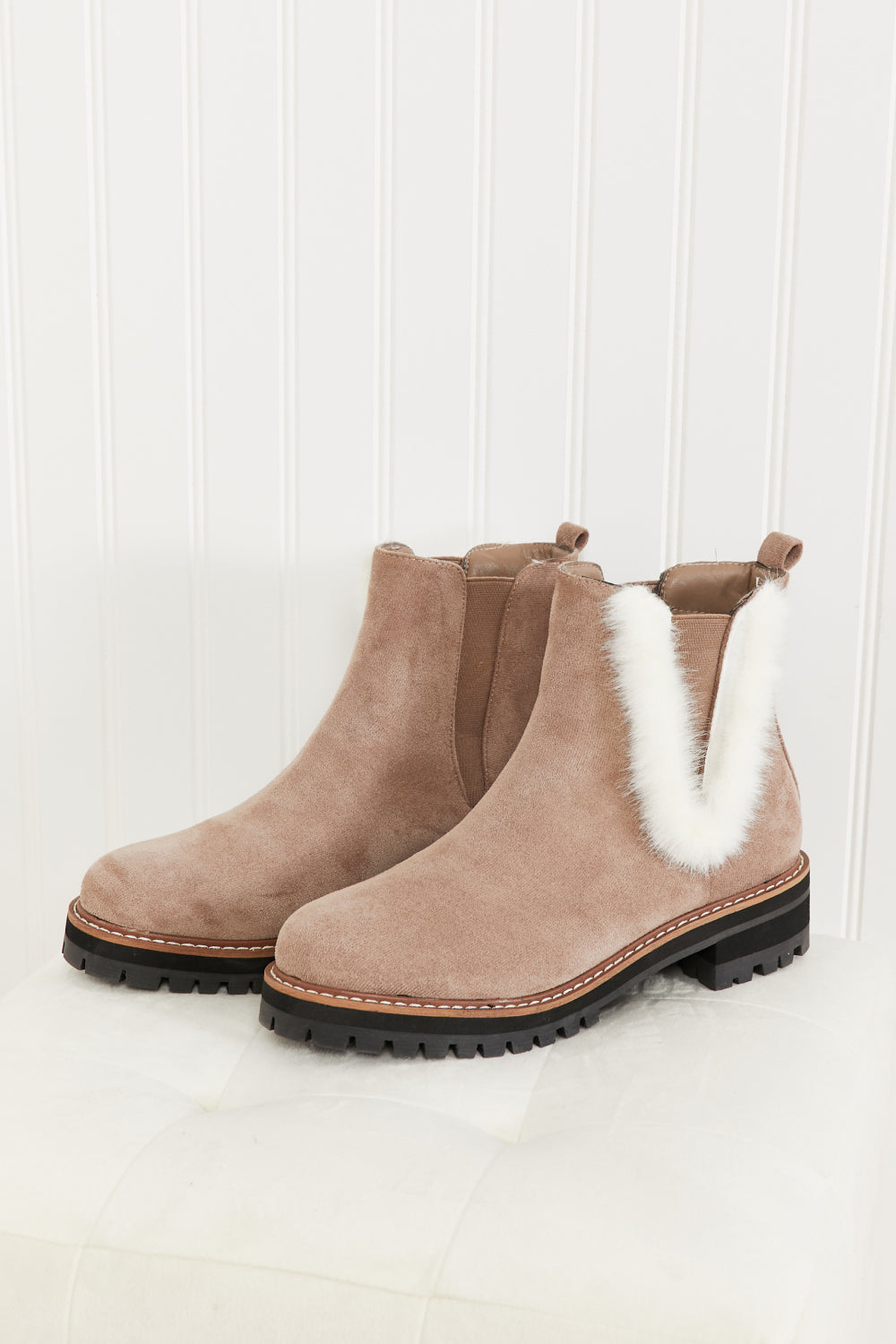 WeeBoo Warmer Days Faux Fur Trim Chelsea Booties