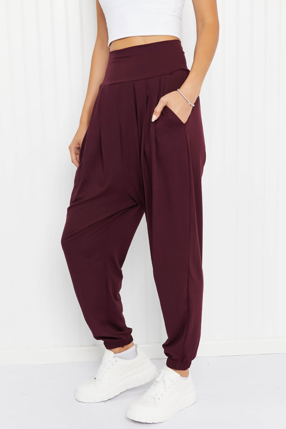 Rae Mode Full Size Deep Breaths Pleated Harem Joggers