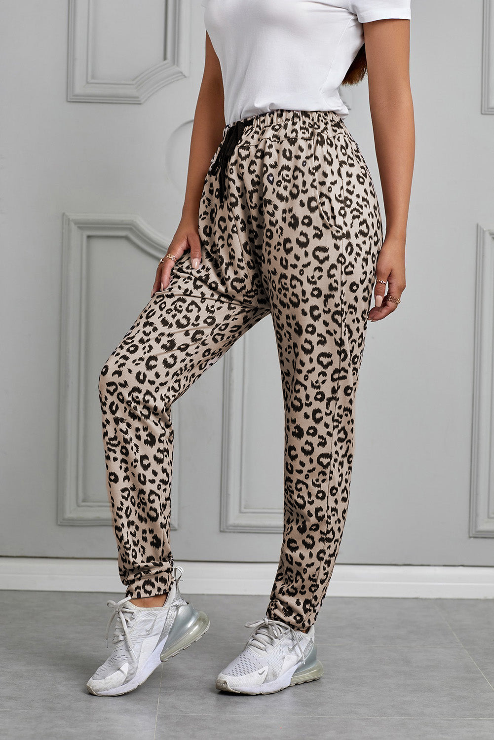 Leopard Print Casual Skinny Pants