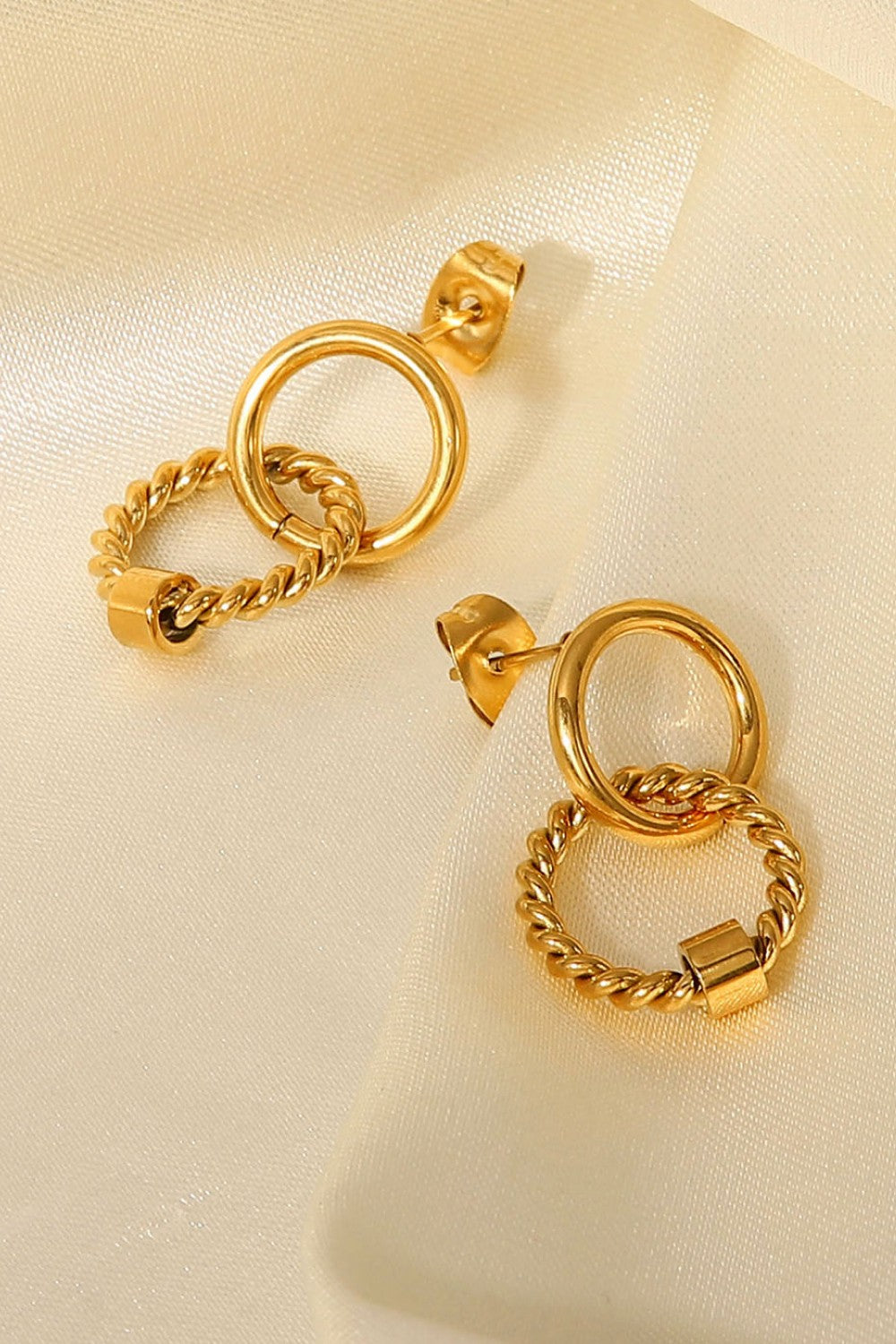 Twisted Double-Hoop Drop Earrings