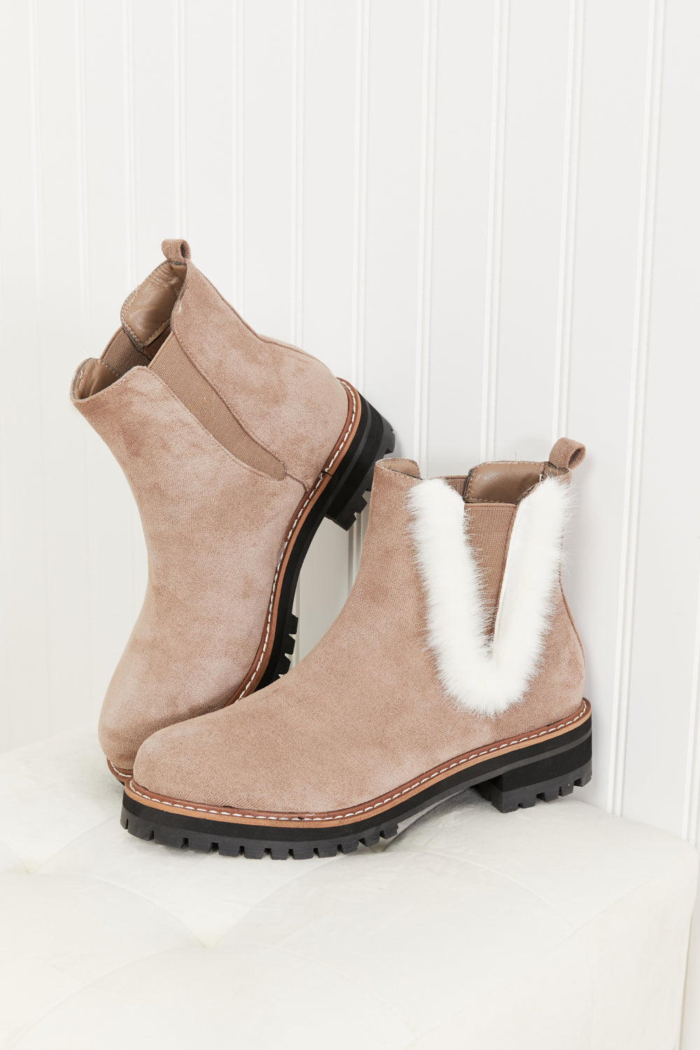 WeeBoo Warmer Days Faux Fur Trim Chelsea Booties