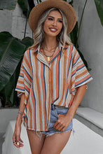 Load image into Gallery viewer, Multicolor Striped Short Sleeve Blouse
