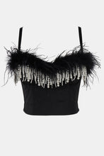 Load image into Gallery viewer, Faux Pearl Fringe and Feather Trim Bustier
